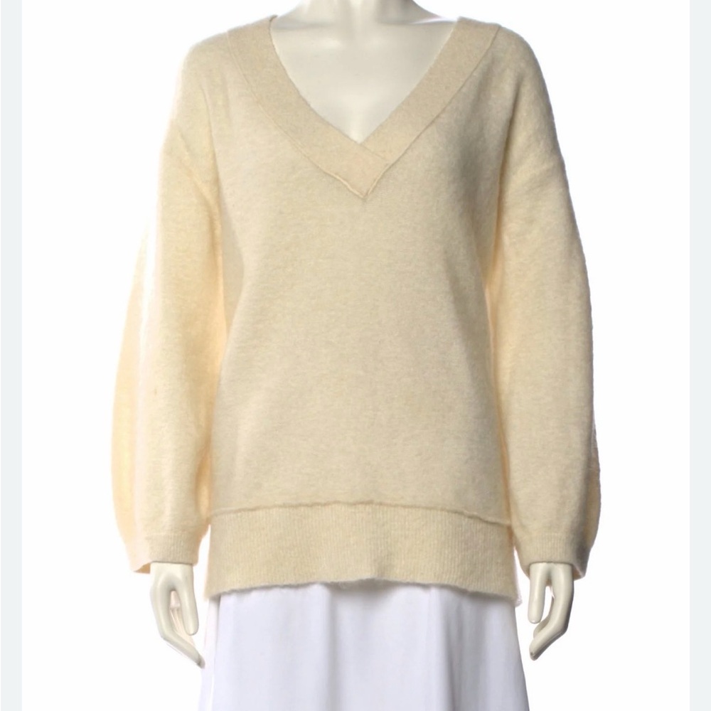 Oversized Cream V Neck Sweater By Malene Birger
